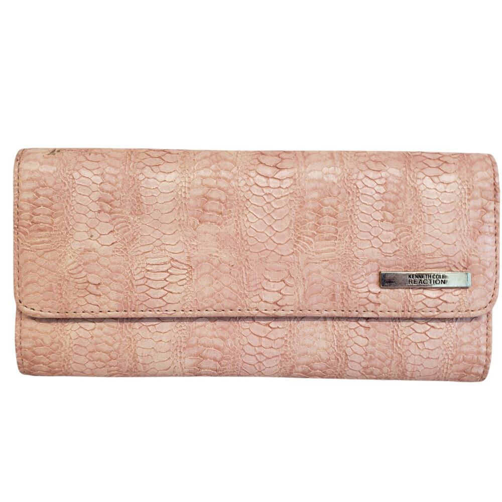 Womens Kenneth Cole Pink Snakeskin Print Wallet Faux Leather